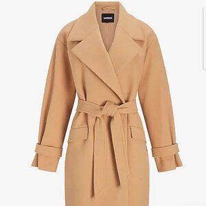 EXPRESS Belted Wrap Trenchcoat in Shade Pecan